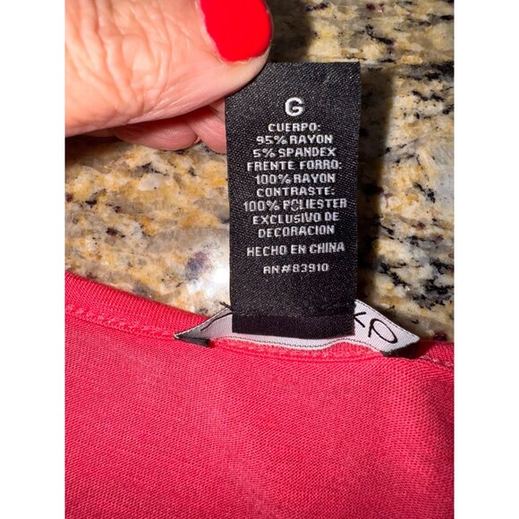 RXB Coral Sleeveless Tunic Top Embroidered Split Neckline L Resort Travel Casual - Picture 6 of 7